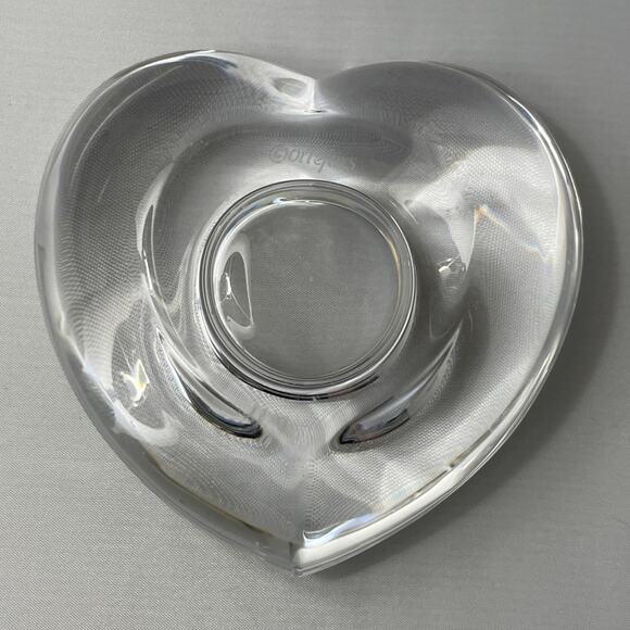 Orrefors Amour Crystal Heart Candle Holder circa 1988 Signed - Picture 2 of 6